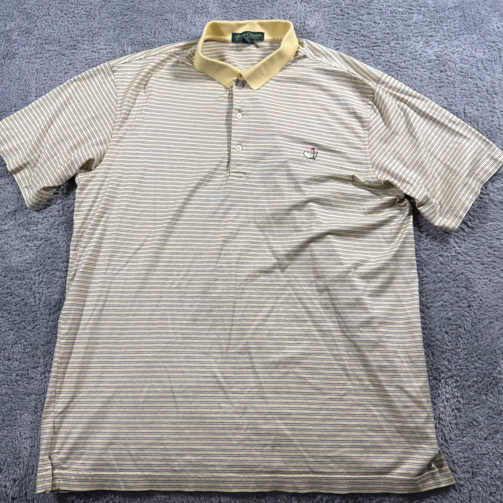 Amen Corner Masters Golf Polo Shirt Pima‎ Cotton Mens XL Yellow Striped